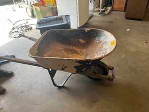 lot 22598 image: Old Metal Wheel Barrel