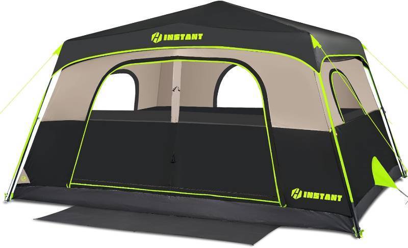 lot 370853 image: Retails for $110 468 Person Instant Tent, Waterproof Pop Up Tents for Camping with Rainfly, 60 Seconds Easy Setup, Automatic Cabin Tent for Family Camping with Expandable Carry Bag & Upgraded Ventilation