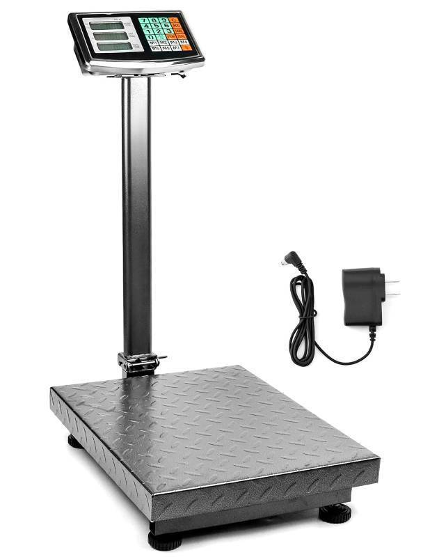 lot 470954 image: QWORK Foldable 600LB Weight Computing Postal Scale, Floor Platform Digital Scale, Accurate Warehouse Large Shipping Mailing LBKG Calculator