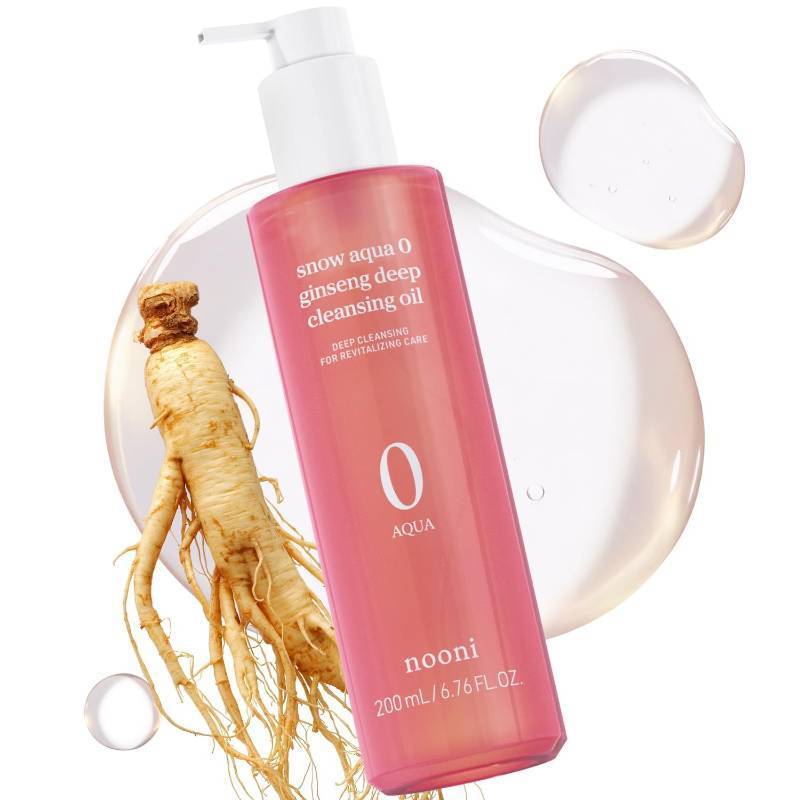lot 311381 image: NOONI Korean Cleansing Oil - Snow Aqua 0 Ginseng Deep Cleansing Oil  Makeup Blackhead Remover, Pore Care Control, Glass Skin, Control Sebum, Revitalizing Care, Stocking Stuffers For Women, 6.76 Fl Oz