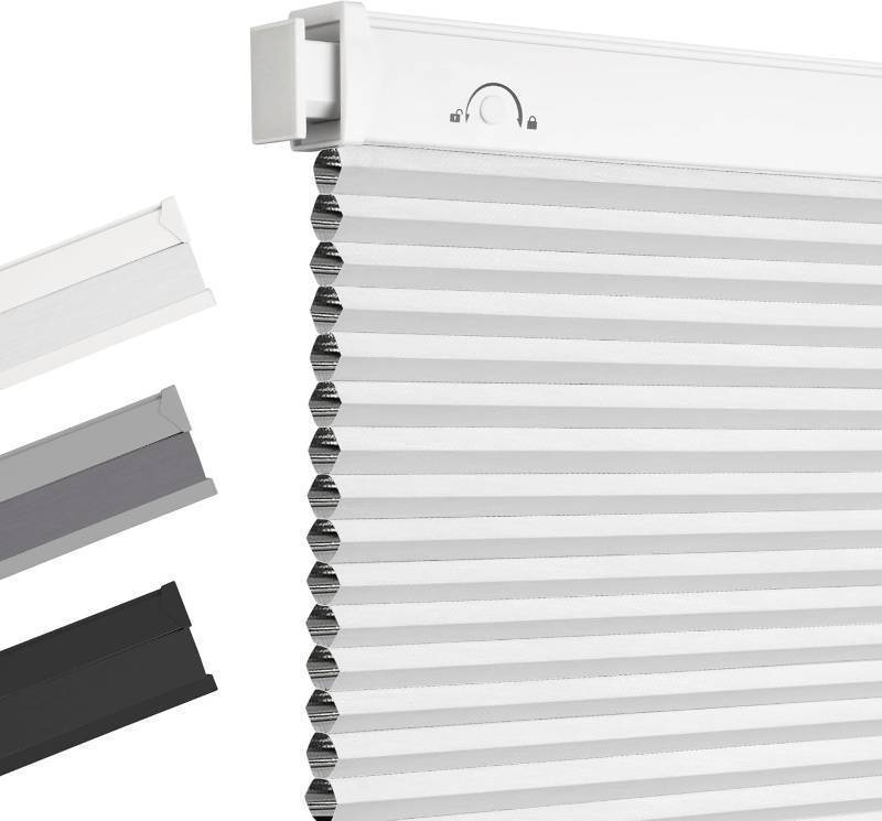 lot 401228 image: Allesin Zen No Drill Blinds for Windows Blackout Cordless Cellular Shades Honeycomb Blinds Pull Down, Free Stop Easy Install for Home and Office, Blackout, White, 36 W x 36 H