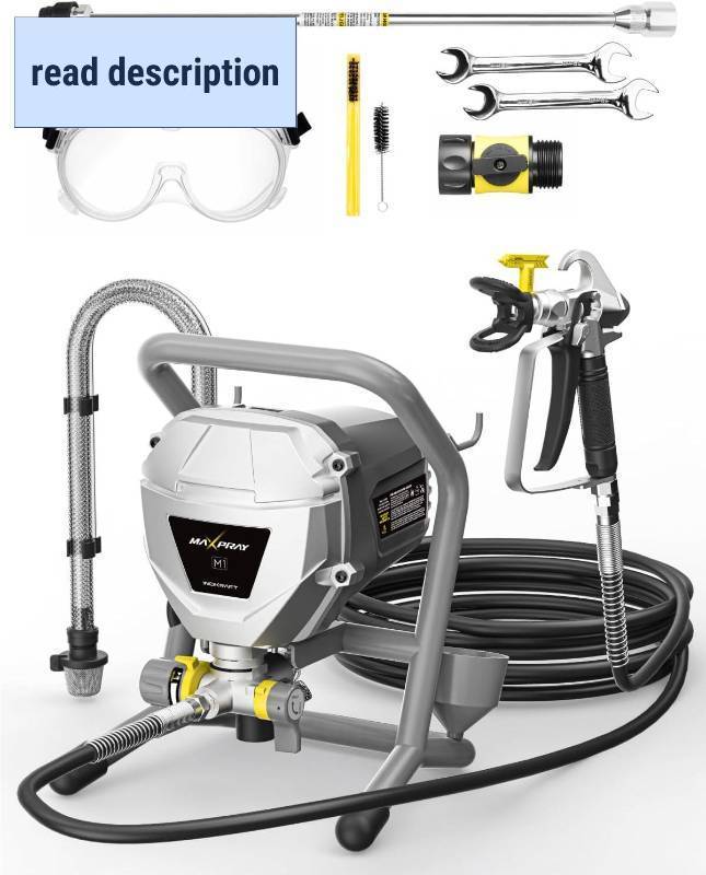 lot 101515 image: Retails for $225 MaXpray M1 Airless Paint Sprayer, Highly Efficient Thinning-Free Minimal Overspray for Up to 10 Gallon DIY Painting Projects Home Interior & House Exterior