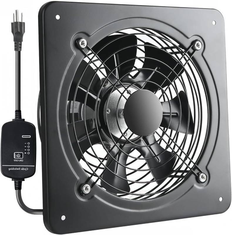 lot 401338 image: 12 Inch Wall Window Exhaust Fan Wall Mounted Ventilation 720 CFM Basement Extractor Fan Industrial Fan for Home Garage Office Commercial Use (12 InchSpeed Control)
