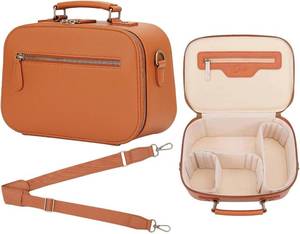 lot 221442 image: Camera Sling Bag, Waterproof PU Leather Crossbody Camere Bag for Photographers, Small Shockproof Case with Removable Dividers for DSLRSLRMirrorless, 4L Brown