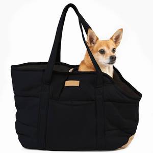 lot 221443 image: Plush Dog Purse Carrier for Small Dogs, Soft Tote Bag with Safety Harness Clip, Cozy Pet Carrier for Dogs Under 15 lbs, Comfortable Shoulder Carrier for Travel, Black 2.0