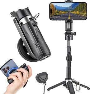 lot 221453 image: MQOUNY for Magsafe Tripod Stand for iPhone,Portable Pocket Size Selfie Stick with Rechargeable Remote and Metal Ring,Extendable Detachable Cell Phone Tripod Compatible with iPhoneAndroid