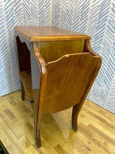 lot 321317 image: Wood Side End Table with Tray Extension and Storage Drawers, Sofa Side Table with Round Legs,No-Tools Assembly, Telephone Table for Living Room, Office