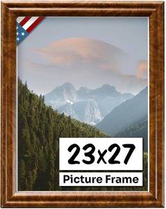 lot 321352 image: 23x27 Brown Burl .75 in Wooden Photo Picture Poster Frame, Wall Art Living Room and Home Decor, Personalize for Certificate, Puzzle and Document Frames