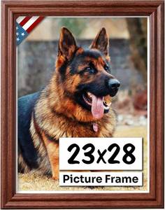 lot 321353 image: US Art Walnut Brown 23x28 Picture Frame .75 Inch Wide - Faux Walnut Brown Wall Decor Handmade Solid Wood Frames with Preinstalled Hangers and UV Blocking Plexiglass 28x23 Frame
