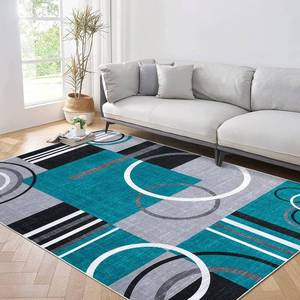 lot 421419 image: GarveeHome Large Area Rug 8x10 Washable Rug for Living Room Abstract Circle Rugs Non Slip Low Pile Soft Rug Stain Resistant Carpet for Bedroom Home Decor, Turquoise