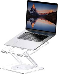 lot 421431 image: MCHOSE Acrylic Laptop Stand for Desk with 360 Rotating Base Ergonimic Foldable Clear Laptop Riser Compatible with MacBook ProAir Notebook up to 16 Inches, Ultra Thick Acrylic Transparent