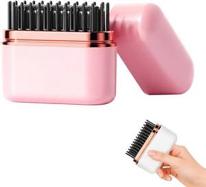 lot 421434 image: Mini Hair Straightener, Rechargeable Wireless Portable Cordless Hair Straightener Brush, Rechargeable Straightening Comb with 3 Temp & Auto Off for Women for Home Travel (Pink)