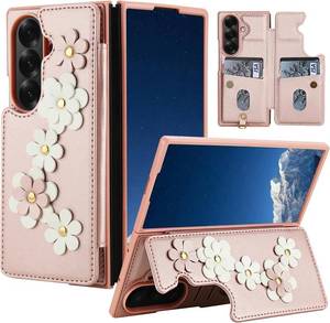 lot 421439 image: for Samsung Galaxy Z Fold 7 Wallet Case Leather Built-in Flip Card Holder Freshness Small Flower Pattern Crossbody Strap Wallet case for Galaxy Z Fold 7 Rose Gold