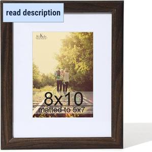 lot 321348 image: KTKDE 8x10 Picture Frame Real Glass, Display Pictures 5x7 with Mat or 8x10 Without Mat, Modern Style Wood Composite Frame, Gallery Wall Walnut Frame & Table Top Display best gift