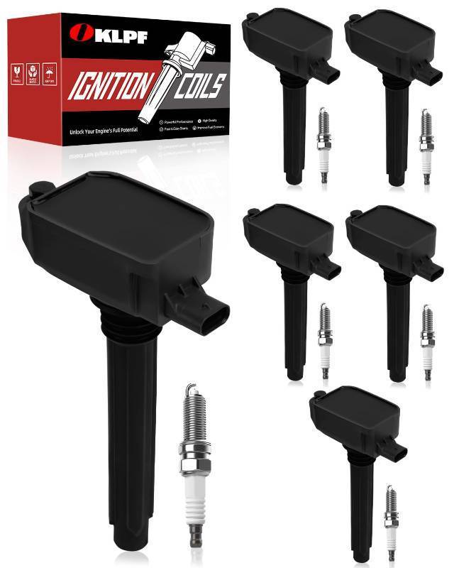 lot 36453 image: Ignition Coil Pack UF807 with Iridium Platinum Spark Plugs - 6-Piece Set, Compatible with Chrysler Pacifica Voyager, Dodge Durango, Jeep Wrangler Gladiator, Ram 1500 3.0L 3.6L V6 - Retail $88