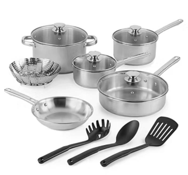 lot 36460 image: 13pc Stainless Cookware Set - Retail $160