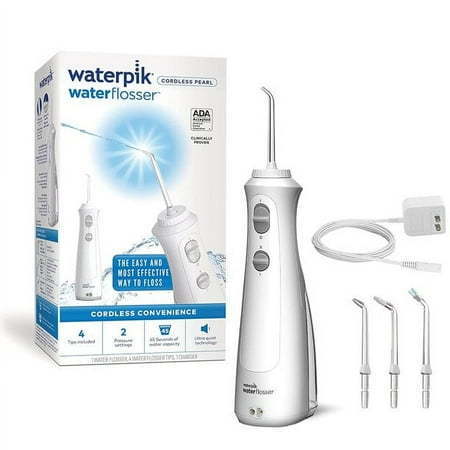 lot 56786 image: Waterpik WF-13CD010 Cordless Pearl Water Flosser Oral Irrigator for Teeth - Retail $70