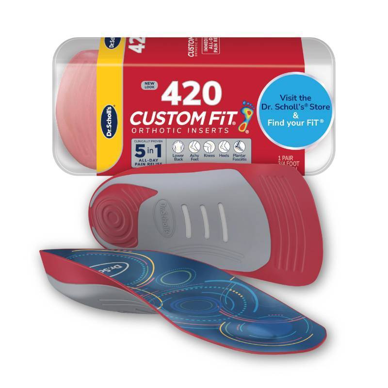 lot 56804 image: Dr. Scholls Custom Fit Orthotics 34 Length Arch Support Shoe Inserts - Plantar Fasciitis Relief Insoles for Men and Women, Immediate All-Day Total Lower Body Pain Relief, FSA HSA Eligible, CF420 - Retail $50