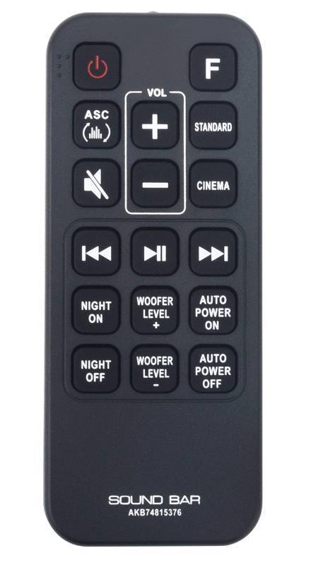 lot 26650 image: Remote for LG Sound Bar SJ3 SPJ4B-W SH4 SH4D SPH5B-W AKB74815331 SH2 SHC4 SJ4 MA5 - Retail $6