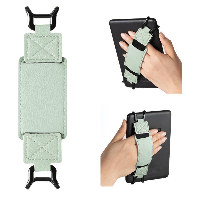 lot 26710 image: Secure Hand Strap for Kindle and Tablets - Versatile and Lightweight Finger Grip Holder for 6-7.5 KindleKoboVoyagaLenovoSony E-Book Tablet - High Elasticity, Sagegreen-1 - Retail $6
