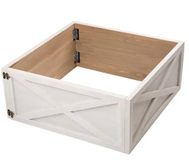 lot 26849 image: 22 in. L Washed White Wooden Tree Collar - Retail $53