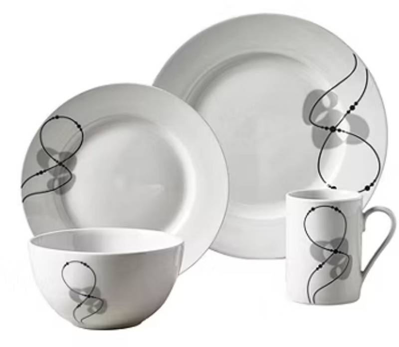 lot 26853 image: Tabletops Unlimited Jacqueline 16-pc. Porcelain Dinnerware Set - Retail $70