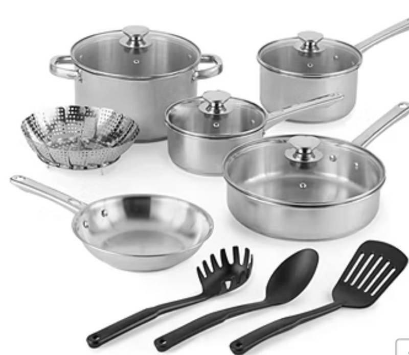 lot 26856 image: Cooks Stainless Steel 13-pc. Cookware Set - Retail $160
