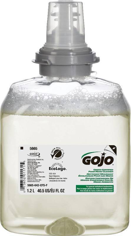 lot 1172 image: GOJO Green Certified Foam Hand Cleaner, Fragrance Free, EcoLogo Certified, 1200 mL Hand Soap Refill TFX Touch-Free Dispenser (Pack of 2) 5665-02 Retail $48