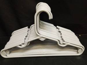 lot 1075 image: Grey Plastic Child Sized Clothes Hangers Bulk Set of 18 - Retail $15