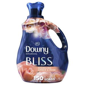 lot 1105 image: Downy Infusions Liquid Laundry Fabric Softener  Bliss  Sparkling Amber & Rose Scent  150 Loads  101 fl oz - Retail $13