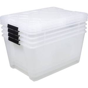 lot 1014 image: GreenMade� Instaview Storage Container With Latch HandlesSnap Lids, 45 Qt, 16-12 x 15-34 x 21-12, Clear, Pack Of 4 - Retail $60