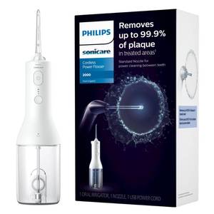 lot 1017 image: Duel Pack Philips Sonicare Water Flosser Cordless �� Rechargeable Power Dental Waterflosser for Teeth, Portable Oral Irrigator with 3 Intensity Settings, 360° Rotating Nozzle �� (WhiteBlack) - Retail $80