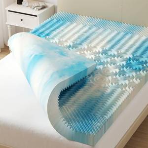 lot 1045 image: DUMOS 4 Inch Memory Foam Mattress Topper Full, 5-Zone Cooling Gel Infused Pressure Relief Bed Topper for Back & Hip Pain, Soft Dorm RV Camping Mattress Pad, Blue - Retail $56