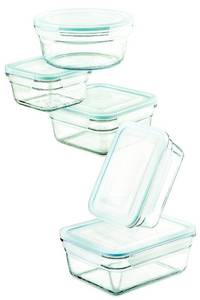 lot 1047 image: 5 pc Pyrex Airtight Anti-Spill Proof Tempered Storage Containers 10pc SetMicrowave & Oven Safe - Retail $35