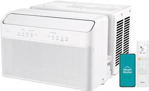 lot 1054 image: Midea 12,000 BTU U-Shaped Smart Inverter Window Air Conditioner��Cools up to 550 Sq. Ft., Ultra Quiet with Open Window Flexibility, Compatible with AlexaGoogle Assistant, 35% Energy Savings  - Retail $300
