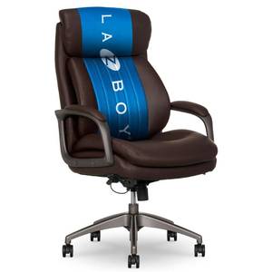 lot 1055 image: La-Z-Boy Nova Executive Office Chair - Ergonomic High Back Desk Chair with AIR Lumbar Support - Comfortable ComputerChair for Home Office - Vegan Leather - Brown - Retail $363