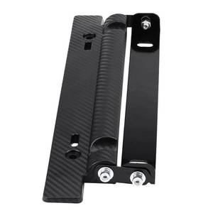 lot 1073 image: Universal Adjustable Carbon Fiber Car License Plate Frame Holder Mount Bracket, 180° Angle, ABS and Iron Material - Retail $12