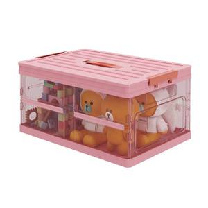 lot 1078 image: Apsan Collapsible Storage Bins with Lids, Stackable Clear Latch Storage Box with Handle, Organizing Container for Home, Office and School Supplies, Pink - Retail $70