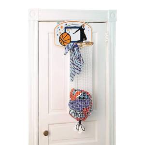 lot 1079 image: Taylor Toy Over the Door Hanging Laundry Hamper �� Basketball Hamper for Kids Bedroom, Sports-Themed Laundry Basket with Hoop Design, Fun Organizer for Boys Room, Teen Dorm, or Playroom Decor - Retail $30