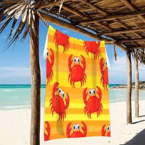 lot 1101 image: Set of 5 -  Beach Towels, Large Beach Towels for Men Women, Cute Red Cartoon Crabs & Cheetah - Retail $32
