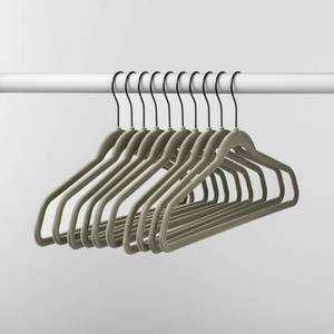lot 1102 image: 18ct Flocked Hangers - Gray - Brightroom Velvet Clothes Hangers for Sweaters, Dresses, Shirts, Suits. Includes 8 Grey & 10 White - Retail $16