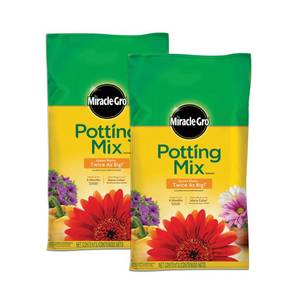 lot 1104 image: Miracle-Gro Potting Mix - For Container Plants, Flowers, Vegetables, Shrubs, Annuals, Perennials, Potting Soil Mix, Feeds up to 6 Months, 16 qt. (2-Pack) - Retail $17