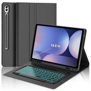 lot 1115 image: Backlit Keyboard Case for Samsung Tab S10 UltraS9 UltraS8 Ultra 14.6in, Detachable Keypad for Galaxy S10 Ultra Tab Case Smart Cover Folio with Pen Slot, 7-Colors Backlight, Slim and Portable, Black - Retail $43