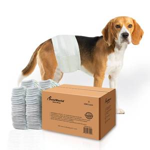 lot 1146 image: PetsWorld Dog Diapers Male Small 30 Count Disposable Male Dog Wraps �� Super Absorbent Belly Bands with Wetness Indicator, Fur-Friendly Adjustable Fit for Incontinence & Training (Waist 10.6��16 in) - Retail $37