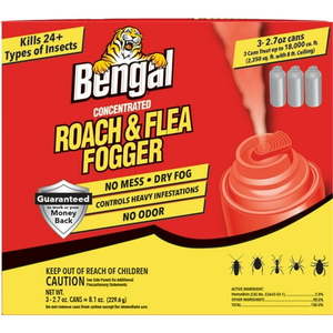 lot 1215 image: Bengal Roach & Flea Fogger  3 count  2.7 oz cans - Retail $26