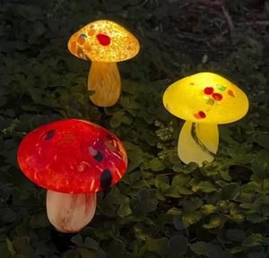 lot 1084 image: Infinity X1 Solar Landscape Light Glass Mushroom (3 Pack) - Retail $50