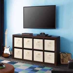lot 1050 image: Bayside Furnishings Wooden Room Divider with 8 Storage Compartments - Retail $45