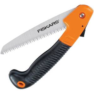lot 1086 image: Fiskars Folding Saw with Black and Orange Handle - Retail $35
