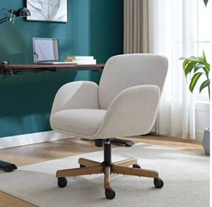 lot 1090 image: Modern Swivel Office Chair with Wooden Base - Retail $150