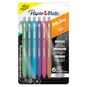 lot 106 image: Paper Mate Ink Joy Gel Metallic Ink Pens 6ct - Retail $10